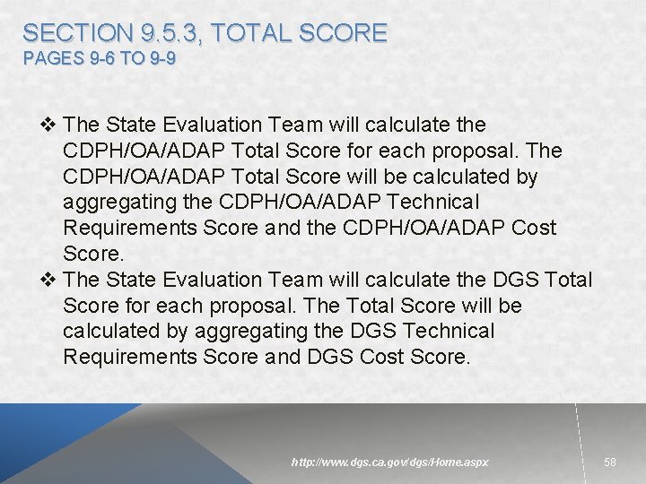 SECTION 9. 5. 3, TOTAL SCORE PAGES 9 -6 TO 9 -9 v The