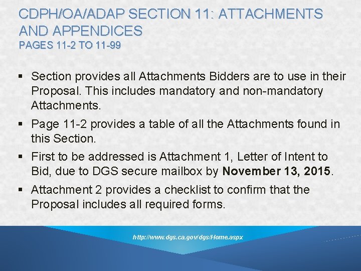 CDPH/OA/ADAP SECTION 11: ATTACHMENTS AND APPENDICES PAGES 11 -2 TO 11 -99 § Section