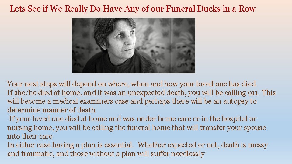 Lets See if We Really Do Have Any of our Funeral Ducks in a