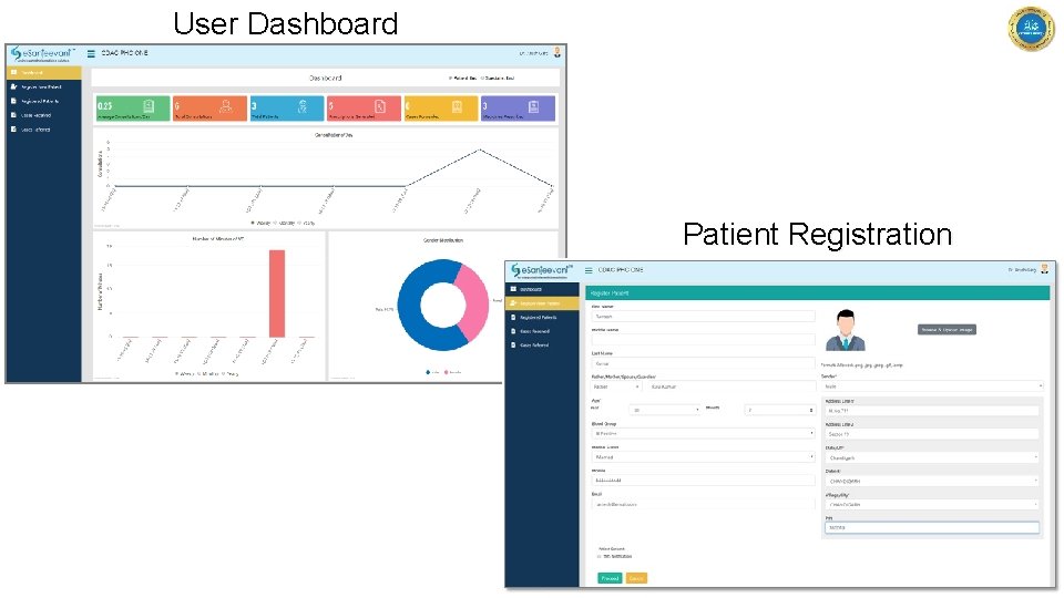 User Dashboard Patient Registration 
