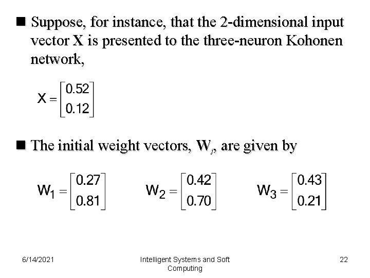 n Suppose, for instance, that the 2 -dimensional input vector X is presented to