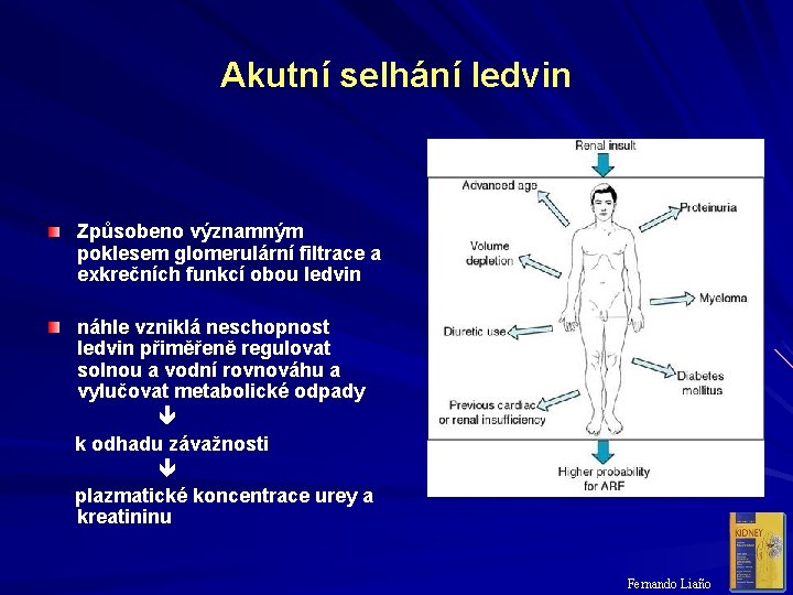 Akutní selhání ledvin Způsobeno významným poklesem glomerulární filtrace a exkrečních funkcí obou ledvin náhle