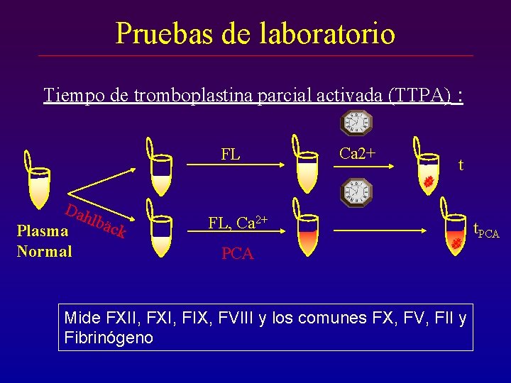 Pruebas de laboratorio Tiempo de tromboplastina parcial activada (TTPA) : FL Dah lbäc k