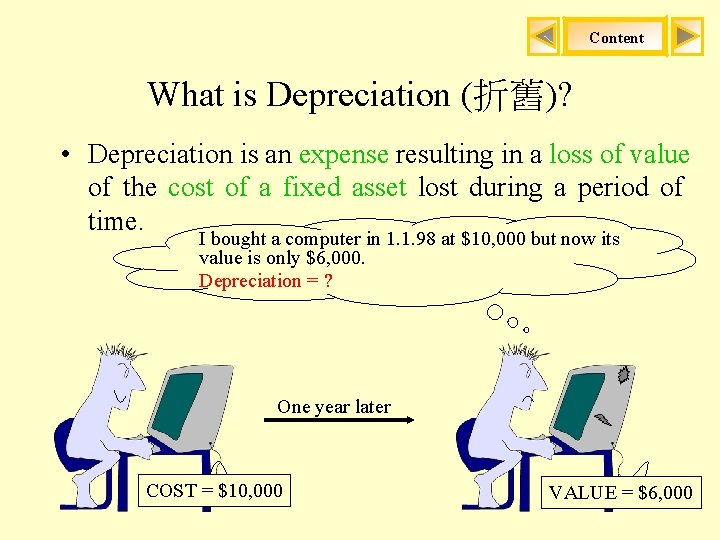 Content What is Depreciation (折舊)? • Depreciation is an expense resulting in a loss