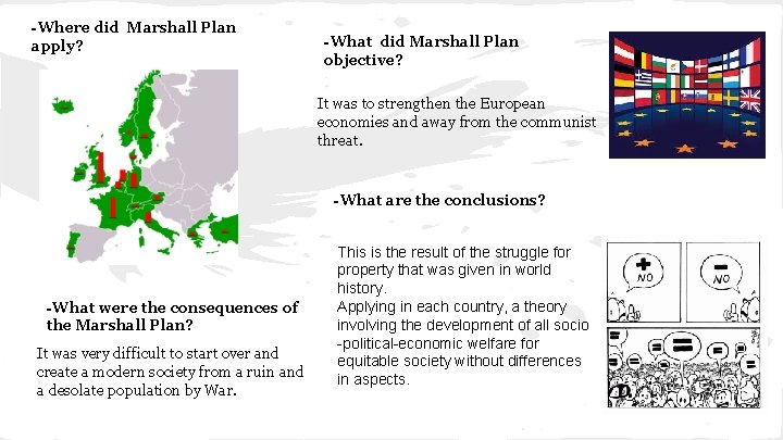 -Where did Marshall Plan apply? -What did Marshall Plan objective? It was to strengthen