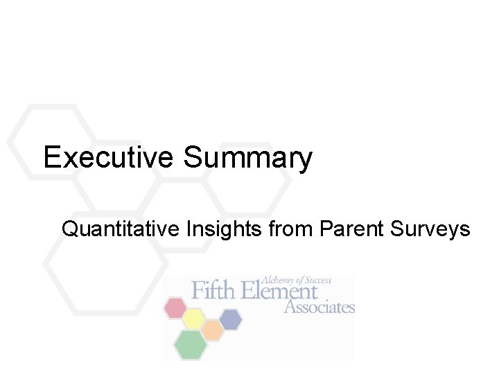 Executive Summary Quantitative Insights from Parent Surveys 
