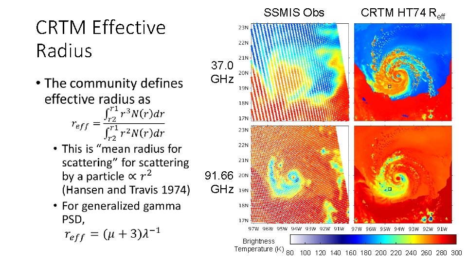 CRTM Effective Radius • SSMIS Obs CRTM HT 74 Reff 37. 0 GHz 91.
