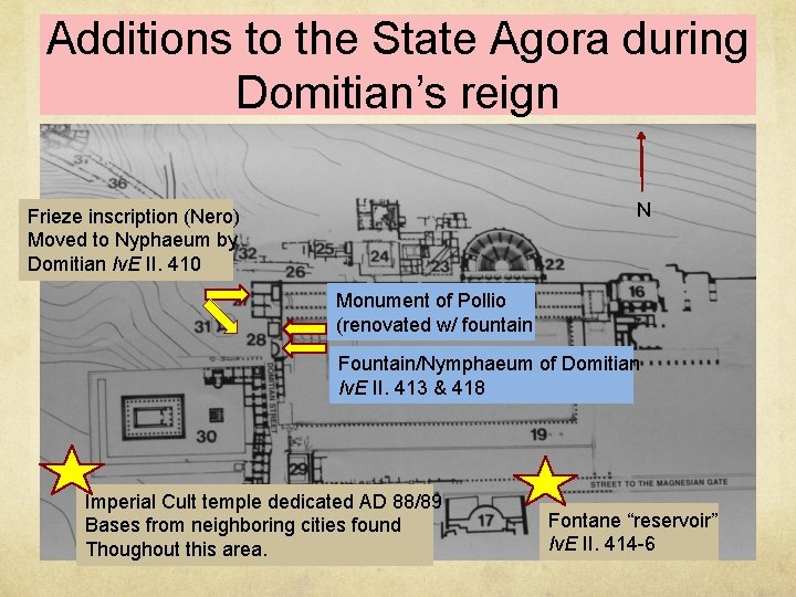 Additions to the State Agora during Domitian’s reign N Frieze inscription (Nero) Moved to