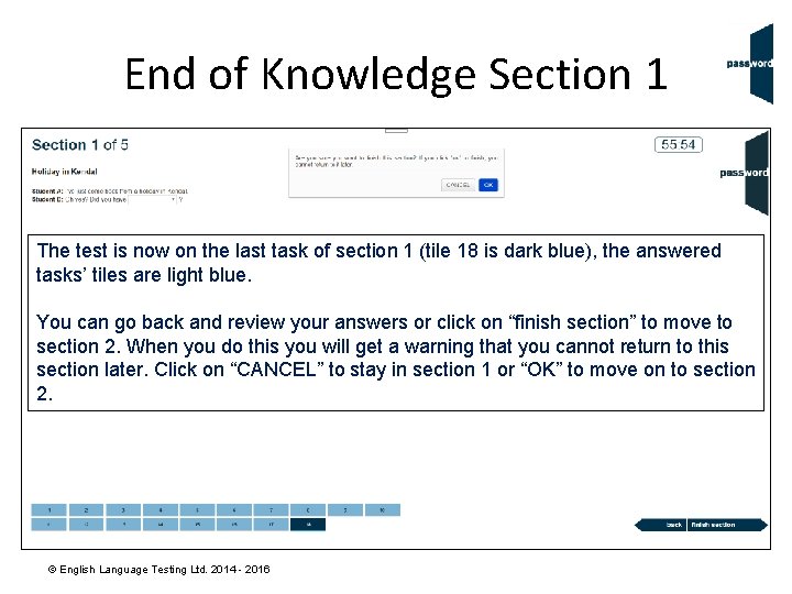 End of Knowledge Section 1 The test is now on the last task of End of Knowledge Section 1 The test is now on the last task of