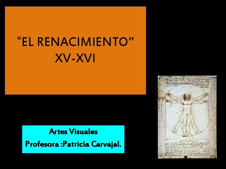 “EL RENACIMIENTO” XV-XVI Artes Visuales Profesora : Patricia Carvajal. 