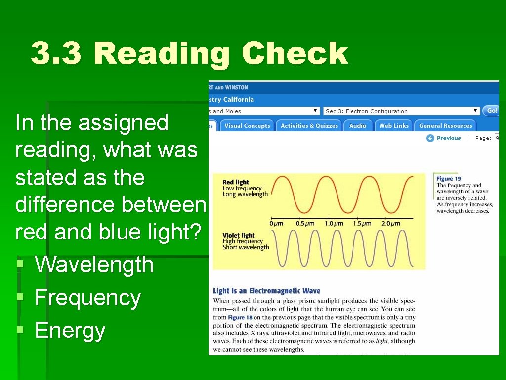 3. 3 Reading Check In the assigned reading, what was stated as the difference