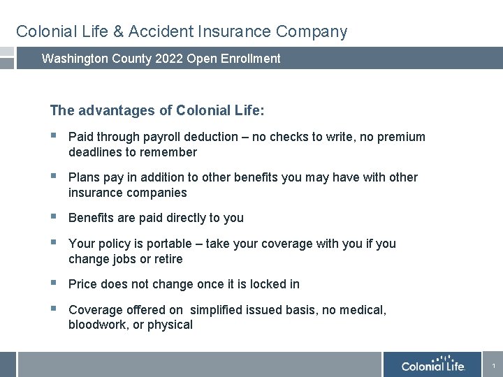 Colonial Life Accident Insurance Company Washington County 2022