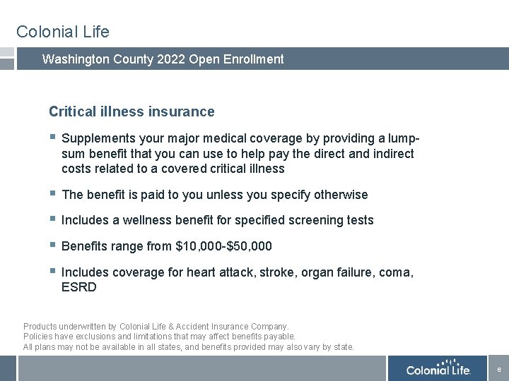 Colonial Life Accident Insurance Company Washington County 2022