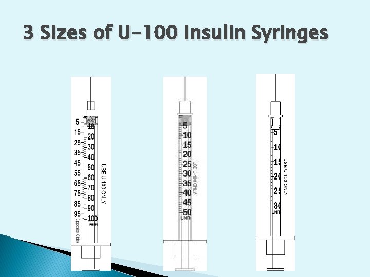 3 Sizes of U-100 Insulin Syringes 