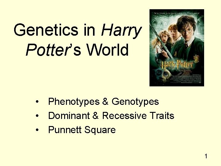 Genetics in Harry Potter’s World • Phenotypes & Genotypes • Dominant & Recessive Traits