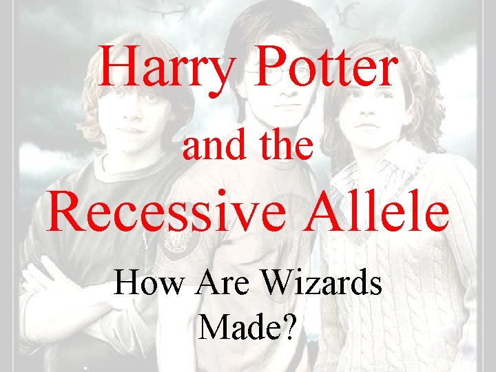 Harry Potter and the Recessive Allele How Are Wizards Made? 