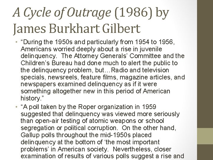 A Cycle of Outrage (1986) by James Burkhart Gilbert • “During the 1950 s