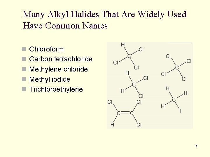 Many Alkyl Halides That Are Widely Used Have Common Names n Chloroform n Carbon Many Alkyl Halides That Are Widely Used Have Common Names n Chloroform n Carbon