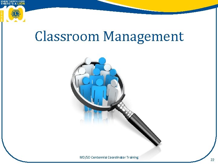Classroom Management MD/SD Centennial Coordinator Training 22 
