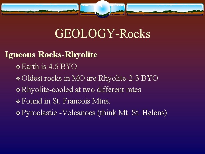 GEOLOGY CMU Bill Palmer Lecture 16 Missouri Geology