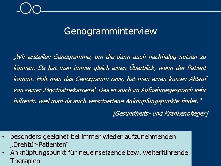 Genogramminterview „Wir erstellen Genogramme, um die dann auch nachhaltig nutzen zu können. Da hat