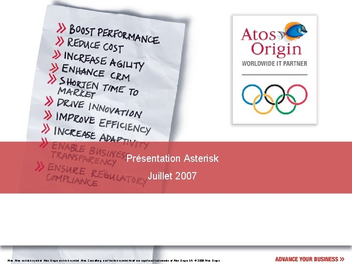 Présentation Asterisk Juillet 2007 Atos, Atos and fish symbol, Atos Origin and fish symbol,