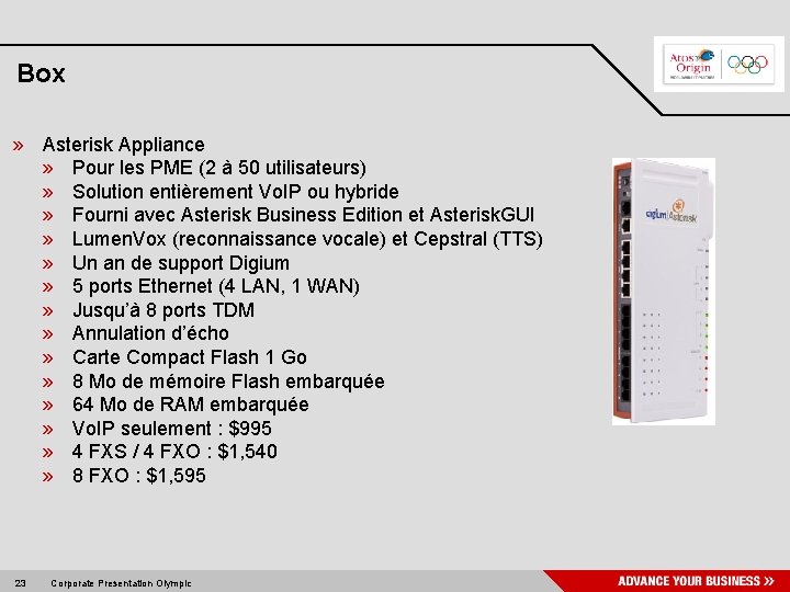 Box » Asterisk Appliance » Pour les PME (2 à 50 utilisateurs) » Solution
