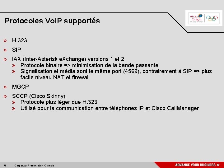 Protocoles Vo. IP supportés » H. 323 » SIP » IAX (Inter-Asterisk e. Xchange)