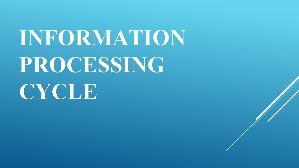 INFORMATION PROCESSING CYCLE 