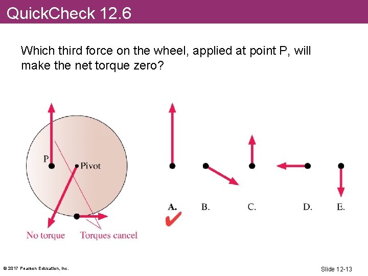 Quick. Check 12. 6 Which third force on the wheel, applied at point P,