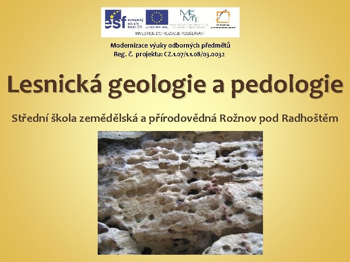 Modernizace výuky odborných předmětů Reg. č. projektu: CZ. 1. 07/1. 1. 08/03. 0032 Lesnická