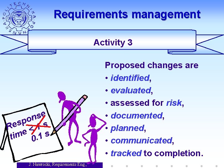 Requirements management Activity 3 e s n o p s Re < 1 s