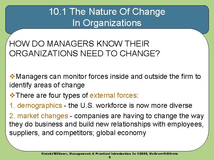 10. 1 The Nature Of Change In Organizations HOW DO MANAGERS KNOW THEIR ORGANIZATIONS