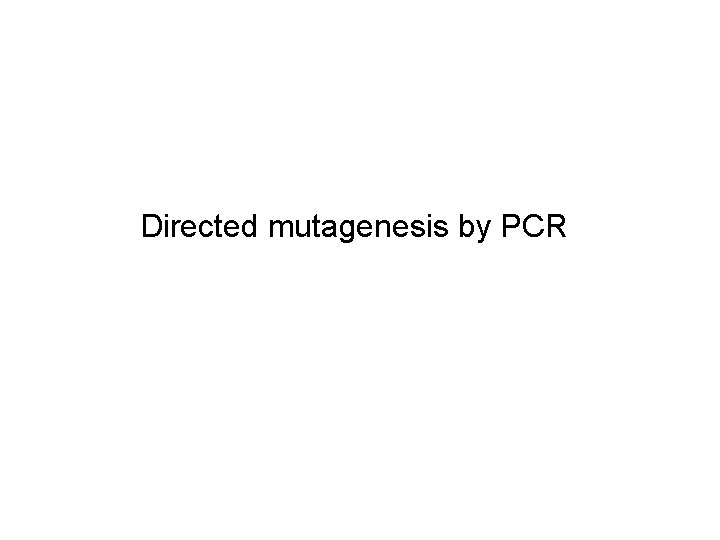 Directed mutagenesis by PCR 