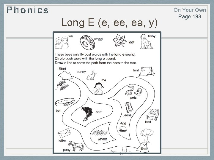 Long E (e, ea, y) On Your Own Page 193 