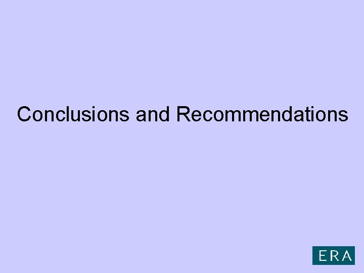 Conclusions and Recommendations 