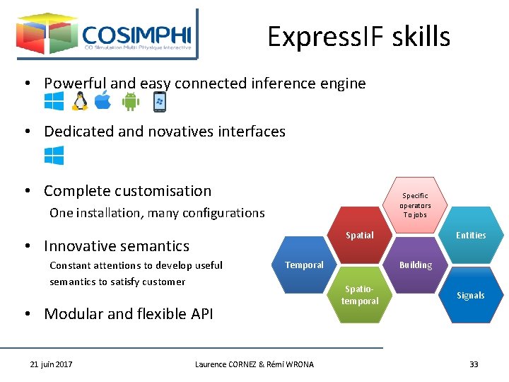 Express. IF skills • Powerful and easy connected inference engine • Dedicated and novatives