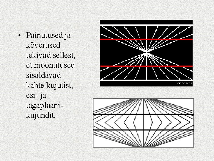  • Painutused ja kõverused tekivad sellest, et moonutused sisaldavad kahte kujutist, esi- ja