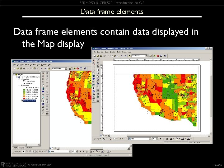 ESRM 250 & CFR 520: Introduction to GIS Data frame elements contain data displayed