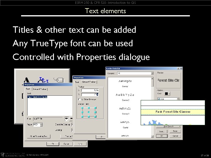 ESRM 250 & CFR 520: Introduction to GIS Text elements Titles & other text