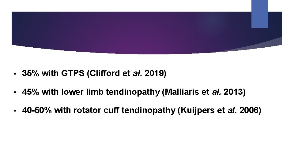  • 35% with GTPS (Clifford et al. 2019) • 45% with lower limb