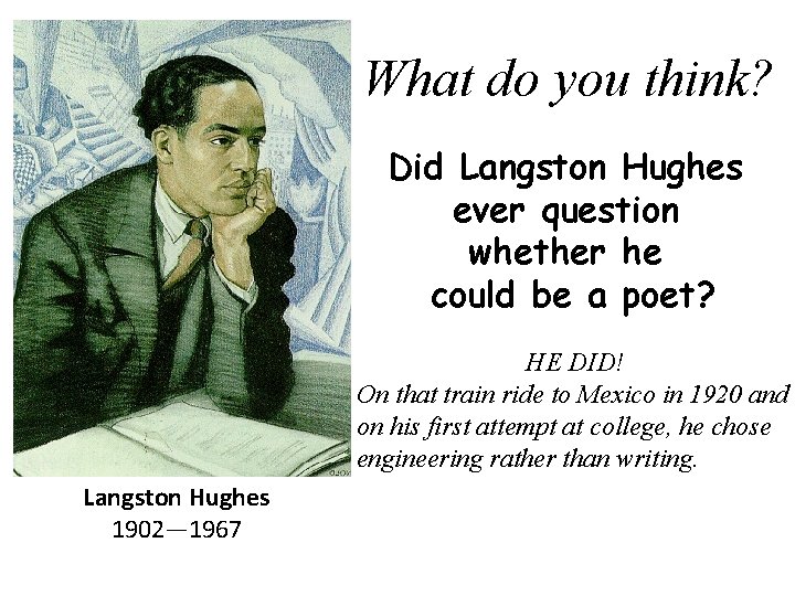 What do you think? Did Langston Hughes ever question whether he could be a