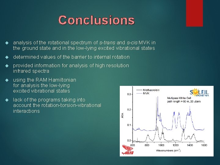 Conclusions analysis of the rotational spectrum of s-trans and s-cis MVK in the ground