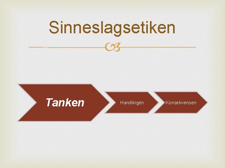 Sinneslagsetiken Tanken Handlingen Konsekvensen 