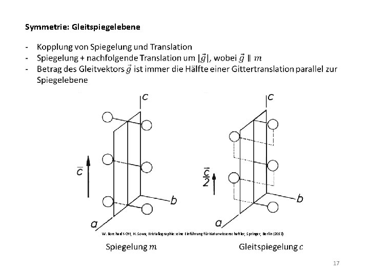 Symmetrie: Gleitspiegelebene W. Borchardt-Ott, H. Sowa, Kristallographie: eine Einführung für Naturwissenschaftler, Springer, Berlin (2013)