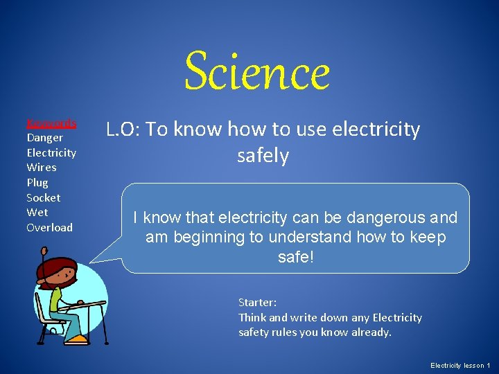 Science Keywords Danger Electricity Wires Plug Socket Wet Overload L. O: To know how