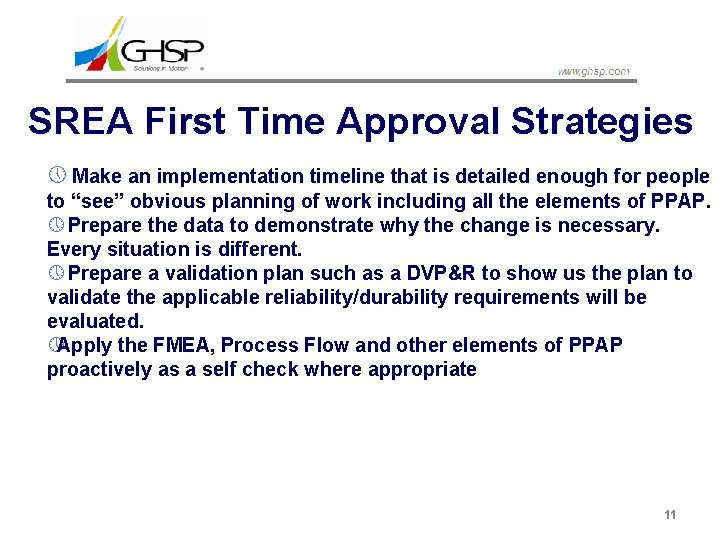 SREA First Time Approval Strategies » Make an implementation timeline that is detailed enough
