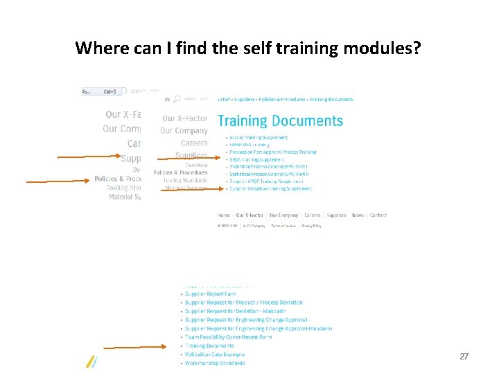 Where can I find the self training modules? 27 