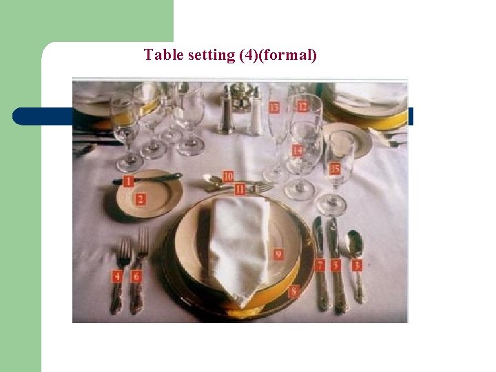 Table setting (4)(formal) 