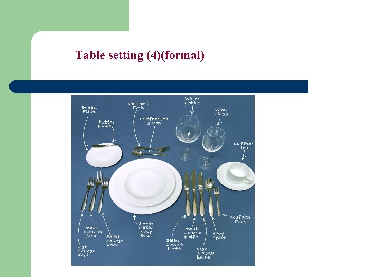 Table setting (4)(formal) 